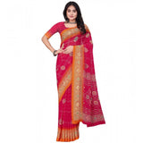 Art silk printed pink saree with unstitched blouse (5.5mtr), exquisite traditional Indian wear for women