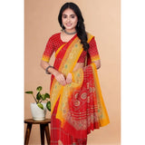 Red art silk printed saree with unstitched blouse (5.5mtr)