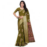 Art Silk printed Mehendi saree with unstitched blouse, vibrant design for traditional Indian attire