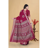 Women's Art Silk Printed Saree With Unstitched Blouse 5.5Mtr (Pink)