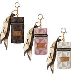 Multicolor checkered PU leather mini keychain bag with zipper closure for lipstick and small essentials