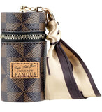 Multicolor checkered PU leather mini keychain bag with zipper closure for lipstick and small essentials