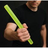 { "alt_text": "Green nylon rod stick martial arts training personal safety self-defense prop made of durable PU rubber" }