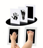 White hypoallergenic baby hand and foot print ink pad kit for capturing clear, detailed newborn memories