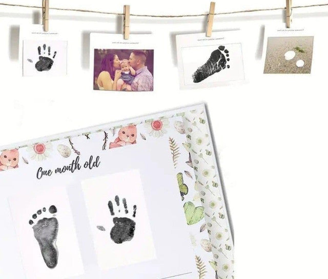 White hypoallergenic baby hand and foot print ink pad kit for capturing clear, detailed newborn memories
