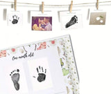 White hypoallergenic baby hand and foot print ink pad kit for capturing clear, detailed newborn memories