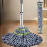 { "alt_text": "Grey microfiber twist mop for floor cleaning, deep dirt removal, hardwood tile laminate mopping tool" }