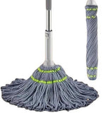 Grey microfiber twist mop for deep cleaning floors, suitable for hardwood, tile, and laminate surfaces