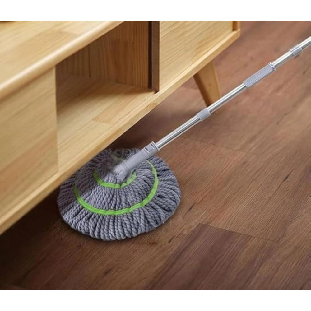 { "alt_text": "Grey microfiber twist mop for floor cleaning, deep dirt removal, hardwood tile laminate mopping tool" }