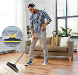 Multicolor 2-in-1 scrubbing brush with hard bristles and wiper for cleaning bathroom and kitchen floors
