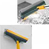 Multicolor 3-in-1 floor brush with stiff bristles, scraper, and adjustable steel rod for deep cleaning tiles and grout