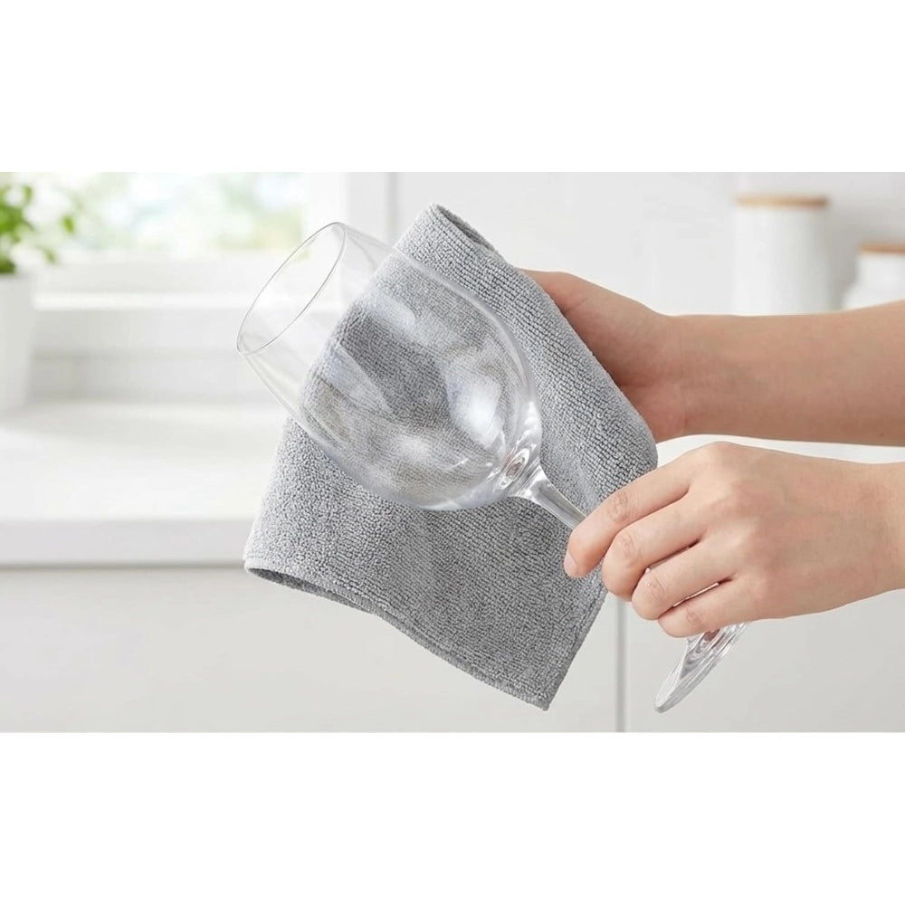 { "alt_text": "Grey microfiber cleaning cloths set of 20 reusable household towels for kitchen car dust removal" }