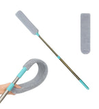 Grey microfiber flexible mop and duster with removable handle for multi-surface cleaning