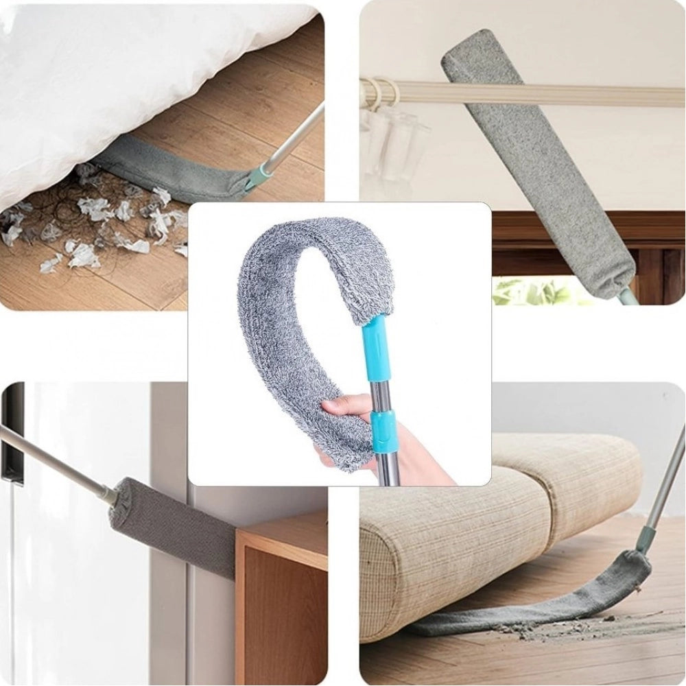 { "alt_text": "Grey microfiber flexible mop set with handles, deep cleaning tool for floors and kitchen surfaces" }