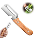 Multicolor 2-in-1 stainless steel vegetable peeler and bottle opener with wooden handle