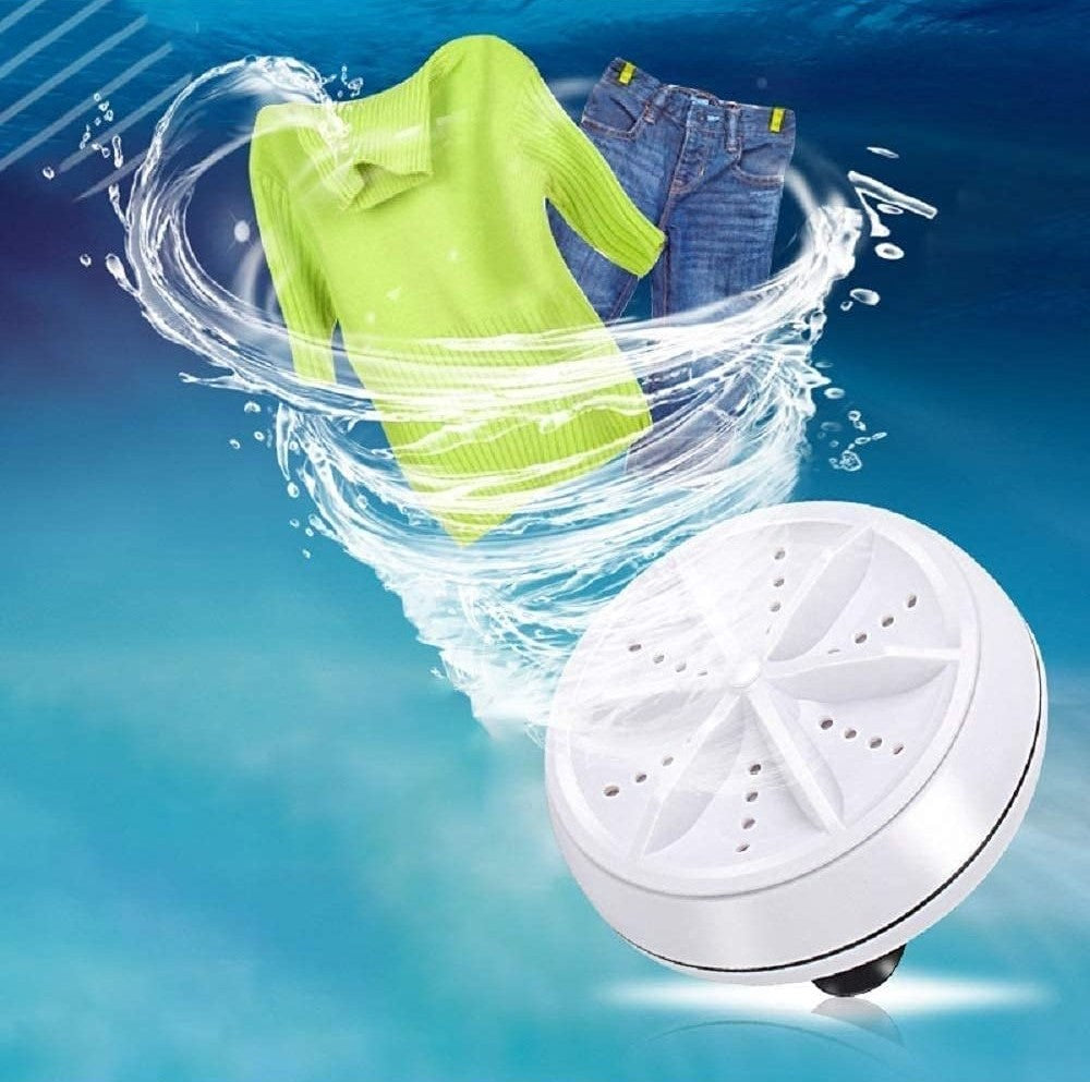 Multicolor mini portable turbine washer for deep cleaning socks, undergarments, and baby clothes on the go