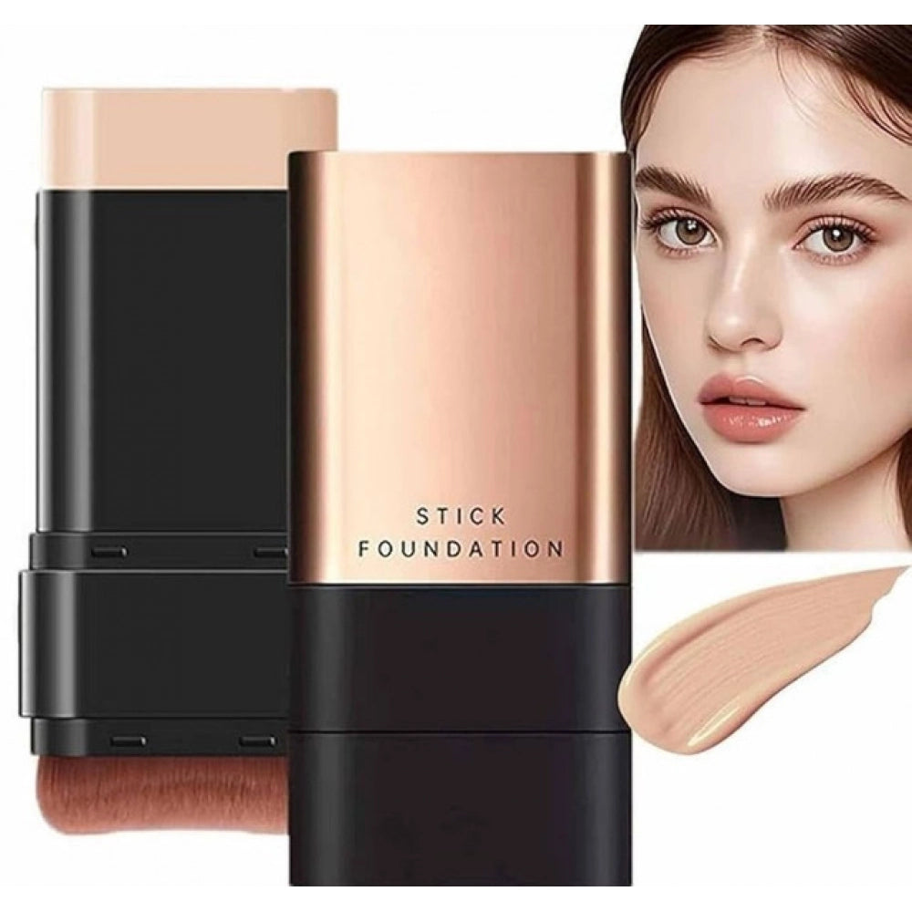 { "alt_text": "Beige foundation stick makeup product, high-pigment waterproof concealer and contour stick for flawless matte finish" }