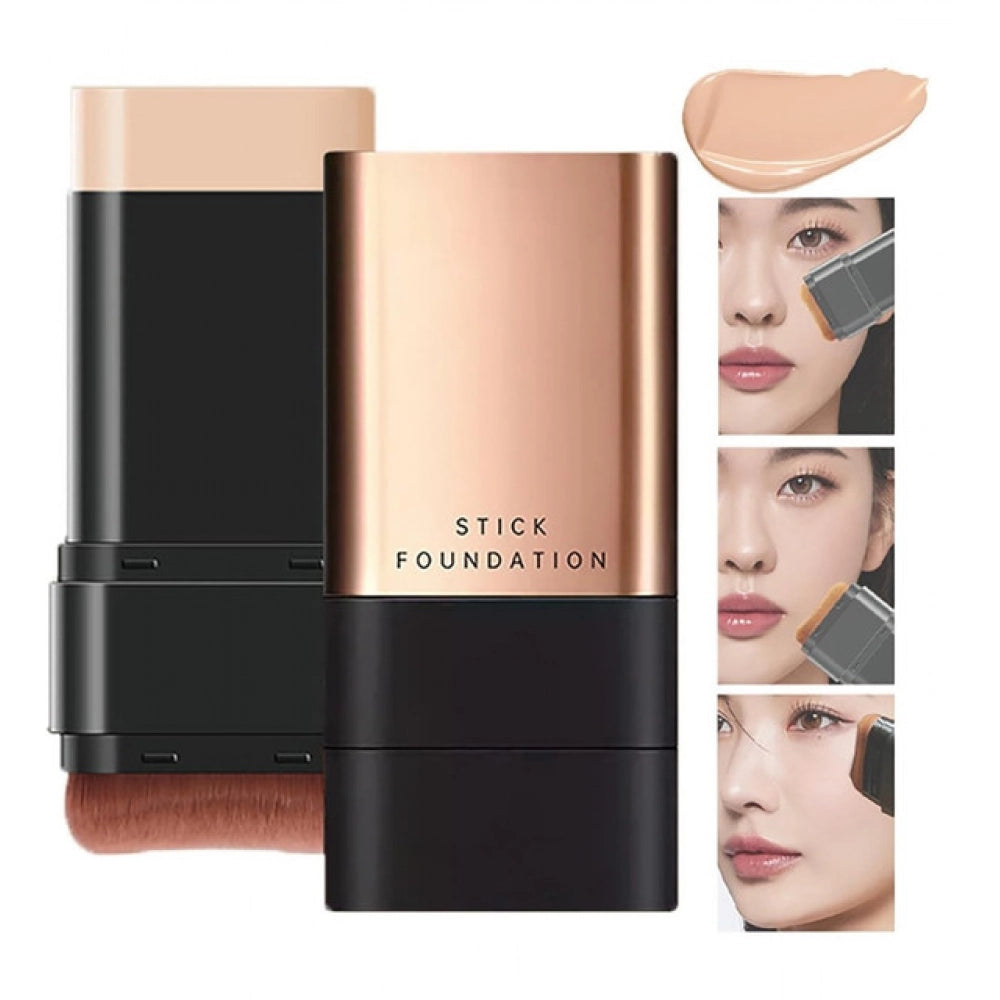 { "alt_text": "Beige foundation stick makeup product, high-pigment waterproof concealer and contour stick for flawless matte finish" }