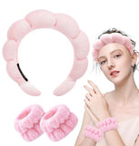 Spa Headband And Wristband Set (Pink)