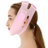 { "alt_text": "Pink silicone face mask for V-line lifting and facial slimming device, washable double chin reducer for women" }