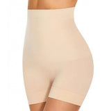 { "alt_text": "Beige stretch fabric high waist shapewear tummy tucker pack of 2, seamless compression garment for slimming silhouette" }