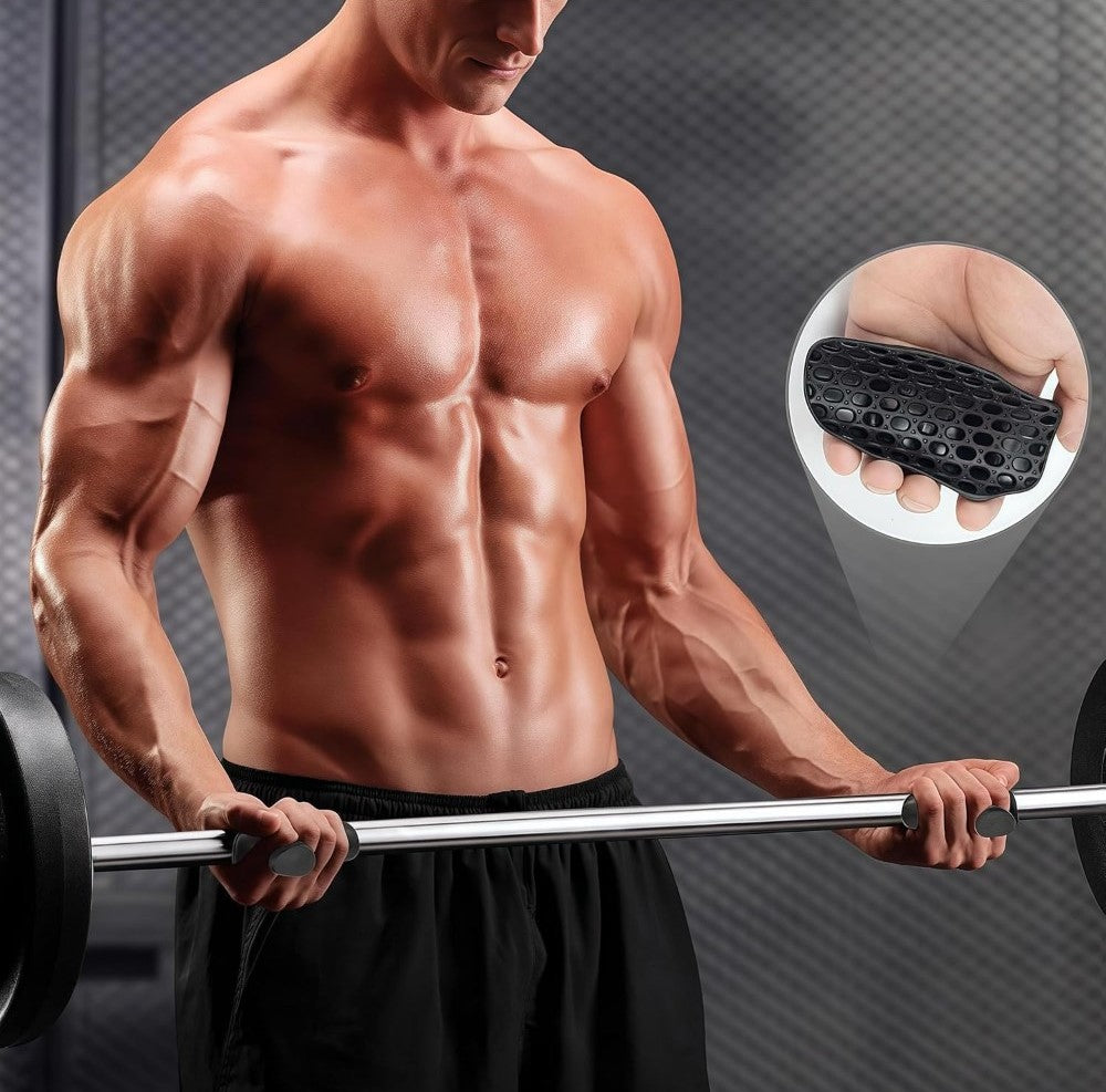Multicolor flexible silicone gym grips pads for deadlifts and dumbbells, designed for secure, strain-reducing support