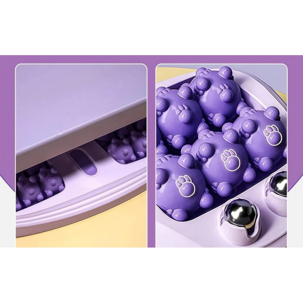 { "alt_text": "Purple plastic foot massage roller set of 2, portable deep tissue relief for home and travel" }