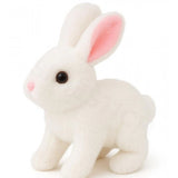 White interactive plush rabbit for playful learning, mimics sounds and moves around, perfect for kids' entertainment