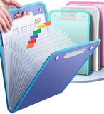 Multicolor plastic A4 file folder organizer with 13 expandable compartments for office and school use