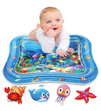 Multicolor sensory play mat for infants, featuring moving shapes and colors for motor skill development