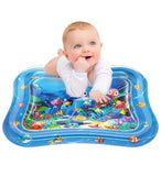 Multicolor sensory play mat for infants, featuring moving shapes and colors for motor skill development