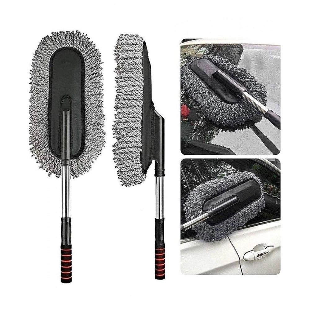 { "alt_text": "Grey microfiber car duster pack of 2, super soft detailing brush for auto interior exterior cleaning and dusting" }