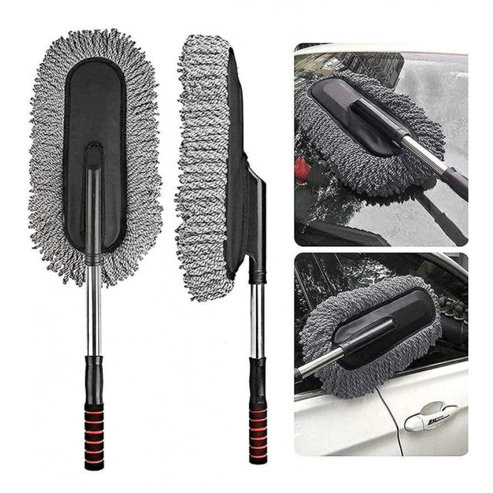 { "alt_text": "Grey microfiber car duster pack of 2, super soft detailing brush for auto interior exterior cleaning and dusting" }