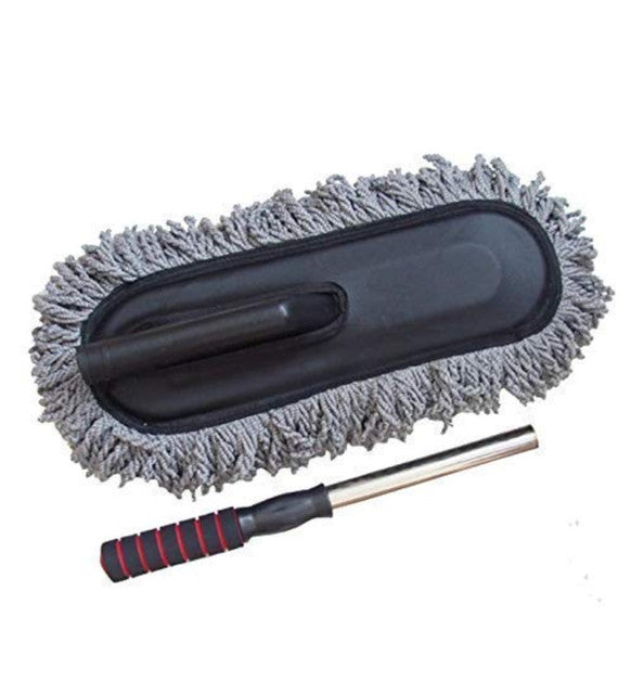 Grey microfiber car duster brush for washing cars, sofas, and windows, effective for removing dust and dirt