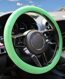 Green soft silicone universal steering wheel cover providing anti-slip grip and protection for car steering wheel