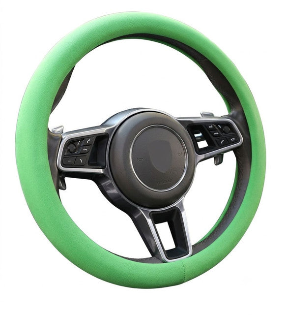 Green soft silicone universal steering wheel cover providing anti-slip grip and protection for car steering wheel