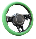 Green soft silicone universal steering wheel cover providing anti-slip grip and protection for car steering wheel