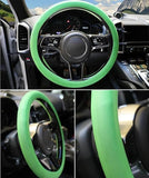 Green soft silicone universal steering wheel cover providing anti-slip grip and protection for car steering wheel
