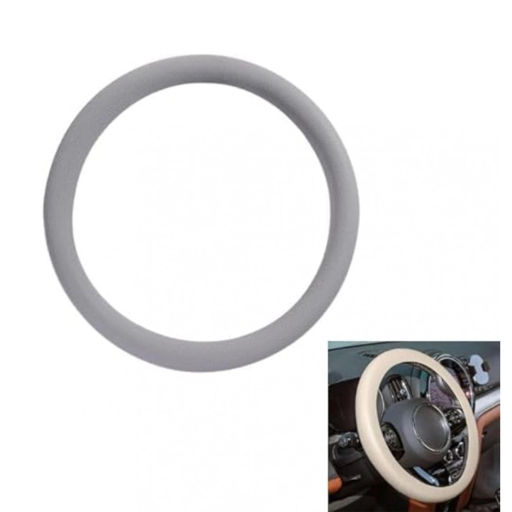 { "alt_text": "Green silicone universal steering wheel cover for car, anti-slip grip automotive accessory, superior protection" }