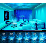 { "alt_text": "Blue acrylic lamp projecting dynamic ocean wave ripple effect, ambient mood lighting for bedroom decor" }