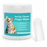 { "alt_text": "White non-toxic pet ear cleaning wipes for dogs and cats, alcohol-free dog hygiene product on hand" }