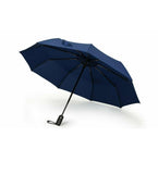 Blue mini UV umbrella with Teflon coating and fiberglass ribs for wind resistance and sun protection