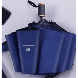 { "alt_text": "Blue polyester UV umbrella pack of 2, wind resistant mini travel umbrella for sun protection" }