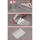 { "alt_text": "Silver aluminum foil tape waterproof sealing strip for pipes, roof leakage, and industrial repairs." }