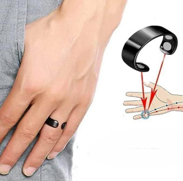 Black magnetic blood sugar control rings for general wellness, open-ended design for men and women