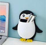 Multicolor wall mounted penguin design toothpaste holder for organizing toothbrushes and bathroom essentials