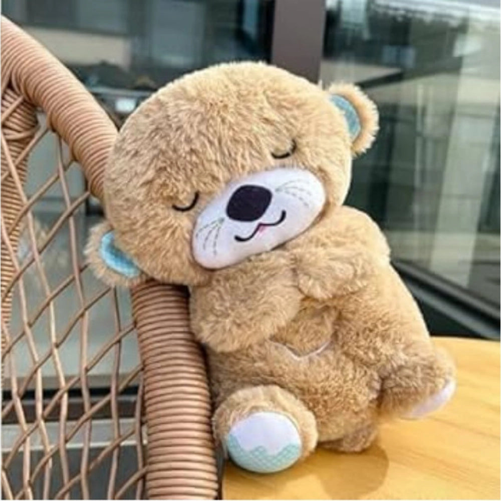 { "alt_text": "Multicolor plush teddy bear musical otter sleeping toy, super soft baby sleep soother doll for newborn gift" }