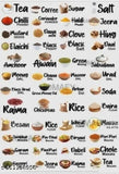Multicolor kitchen masala sticker pack for identifying Indian spices, dals, flours, and cooking ingredients
