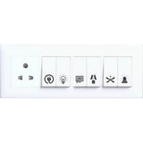 { "alt_text": "Black vinyl switch board stickers for electrical appliance labels, organizing home office kitchen decor" }