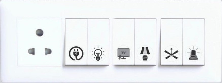 Black switch board stickers for organizing and labeling various household electrical appliances
